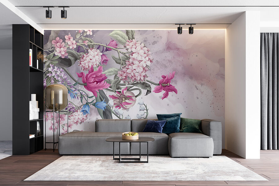 Peinture de fleurs sur fond blanc