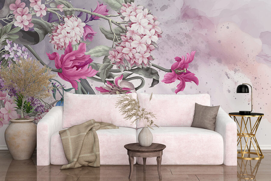 Peinture de fleurs sur fond blanc