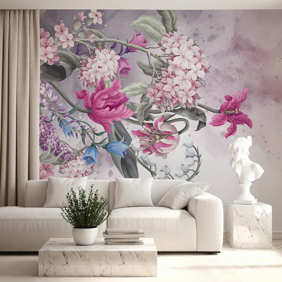 Peinture de fleurs sur fond blanc