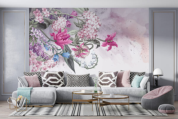 Peinture de fleurs sur fond blanc Peinture de fleurs sur fond blanc