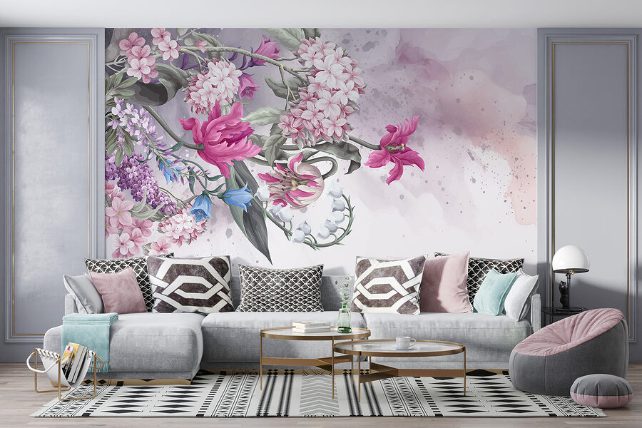 Peinture de fleurs sur fond blanc