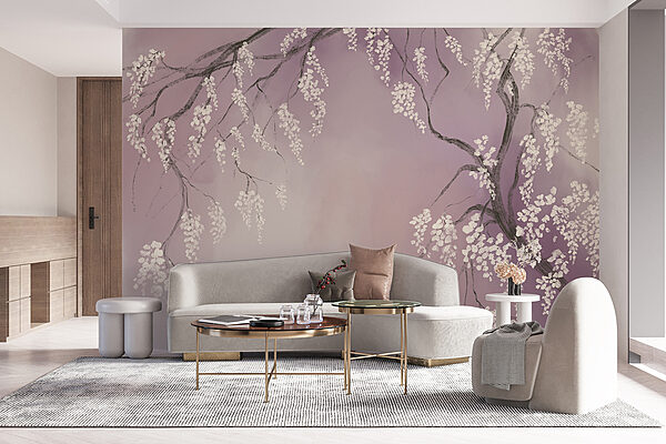 Branche d'arbre avec des fleurs blanches Branche d'arbre avec des fleurs blanches