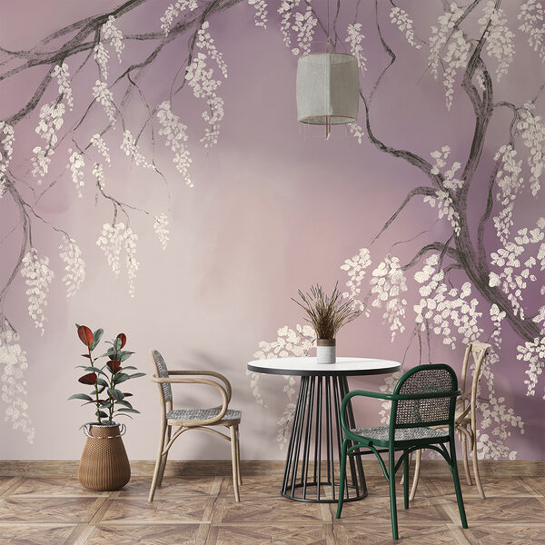 Branche d'arbre avec des fleurs blanches Branche d'arbre avec des fleurs blanches