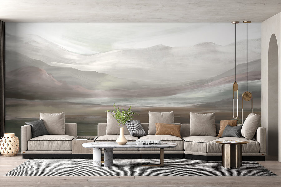 Paysage avec montagnes et nuages
