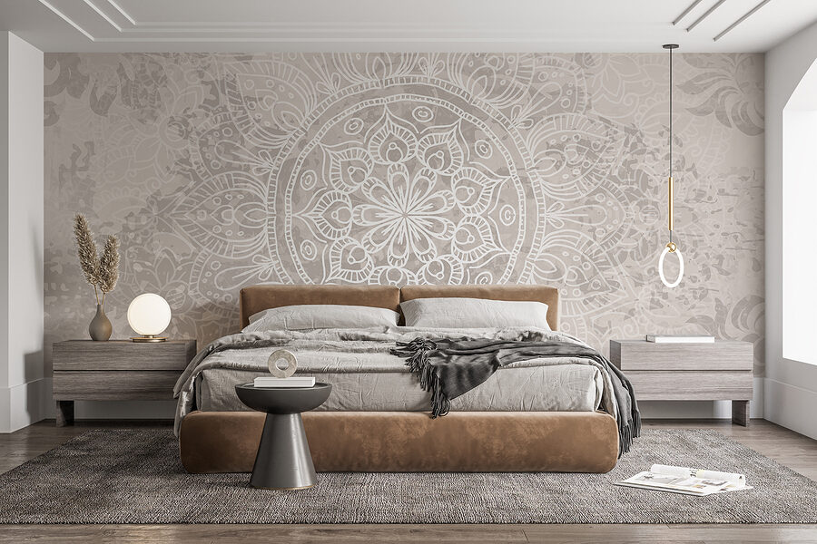 Mandala blanc et gris