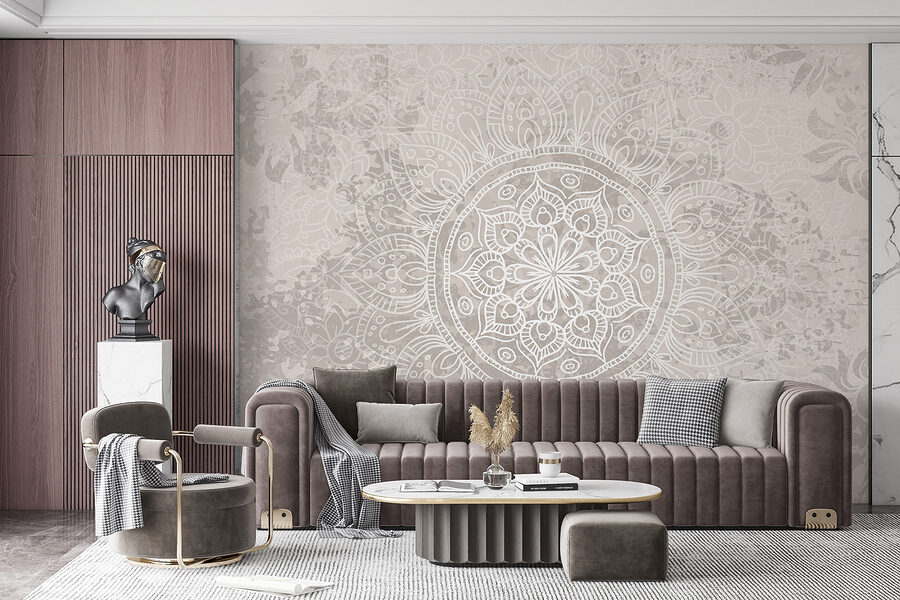 Mandala blanc et gris