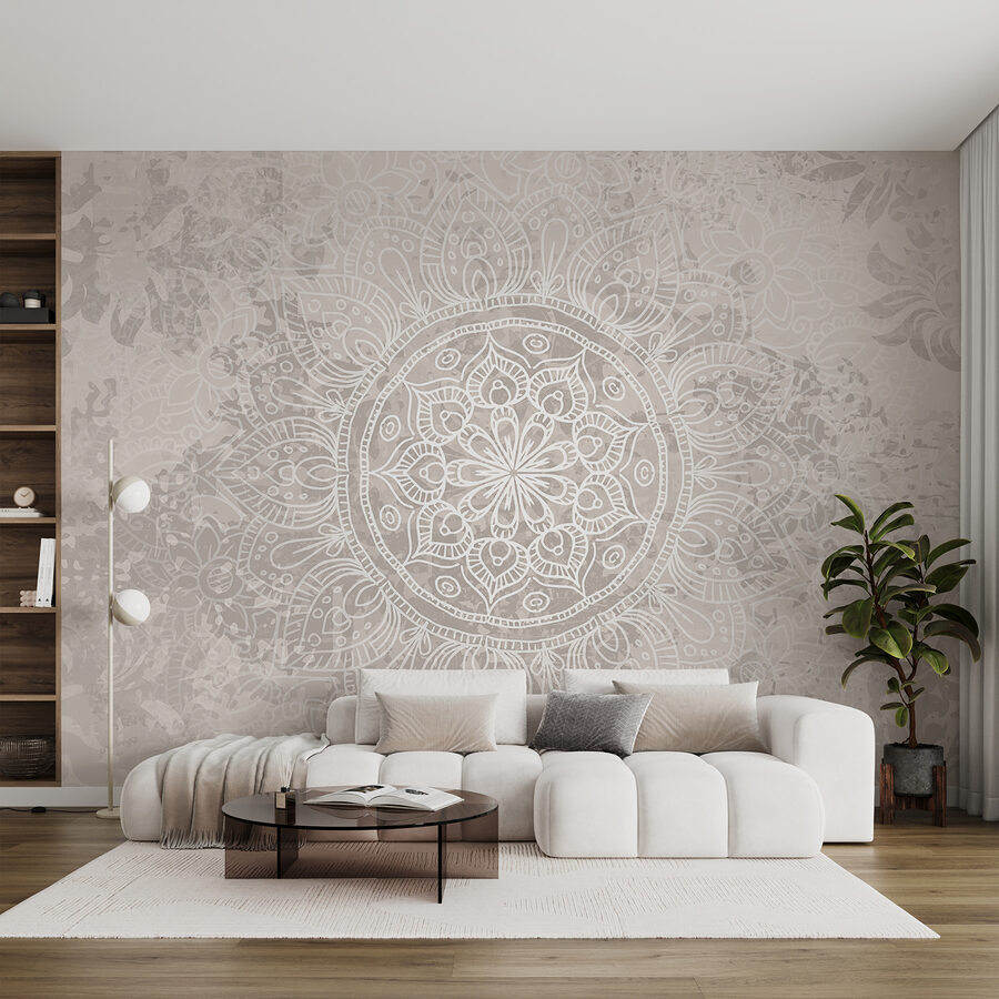 Mandala blanc et gris