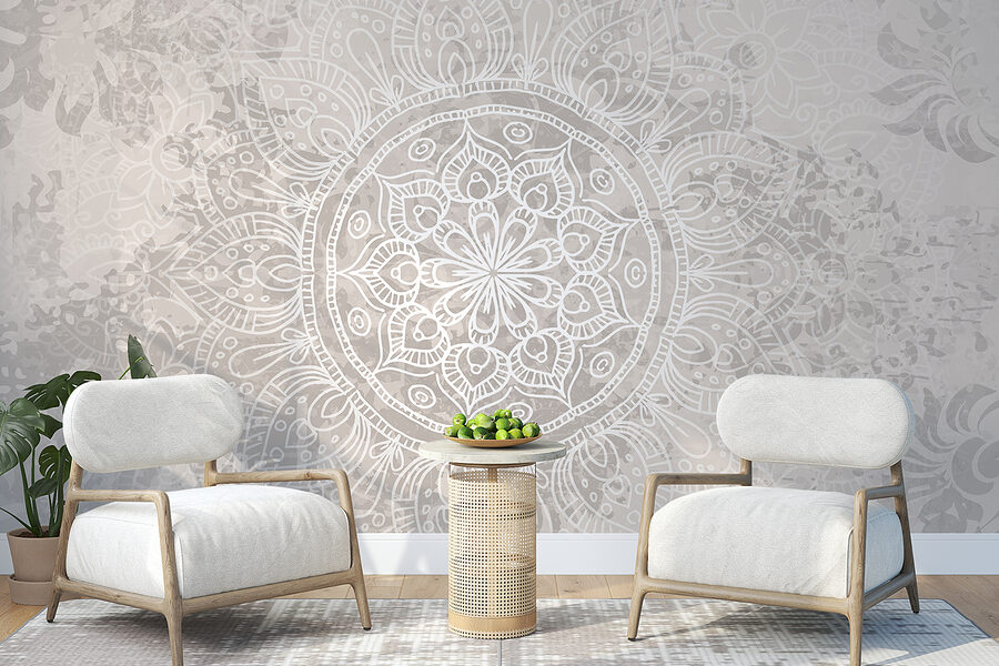 Mandala blanc et gris