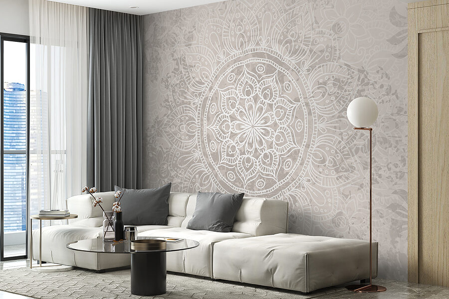 Mandala blanc et gris