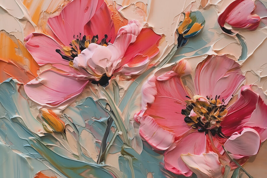 Peinture de fleurs sur toile