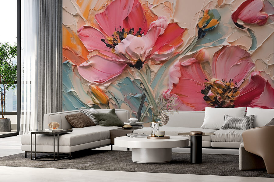 Peinture de fleurs sur toile