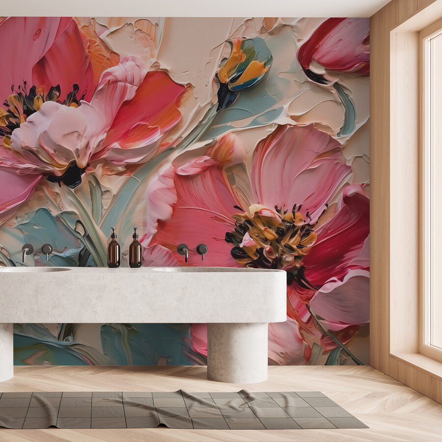 Peinture de fleurs sur toile