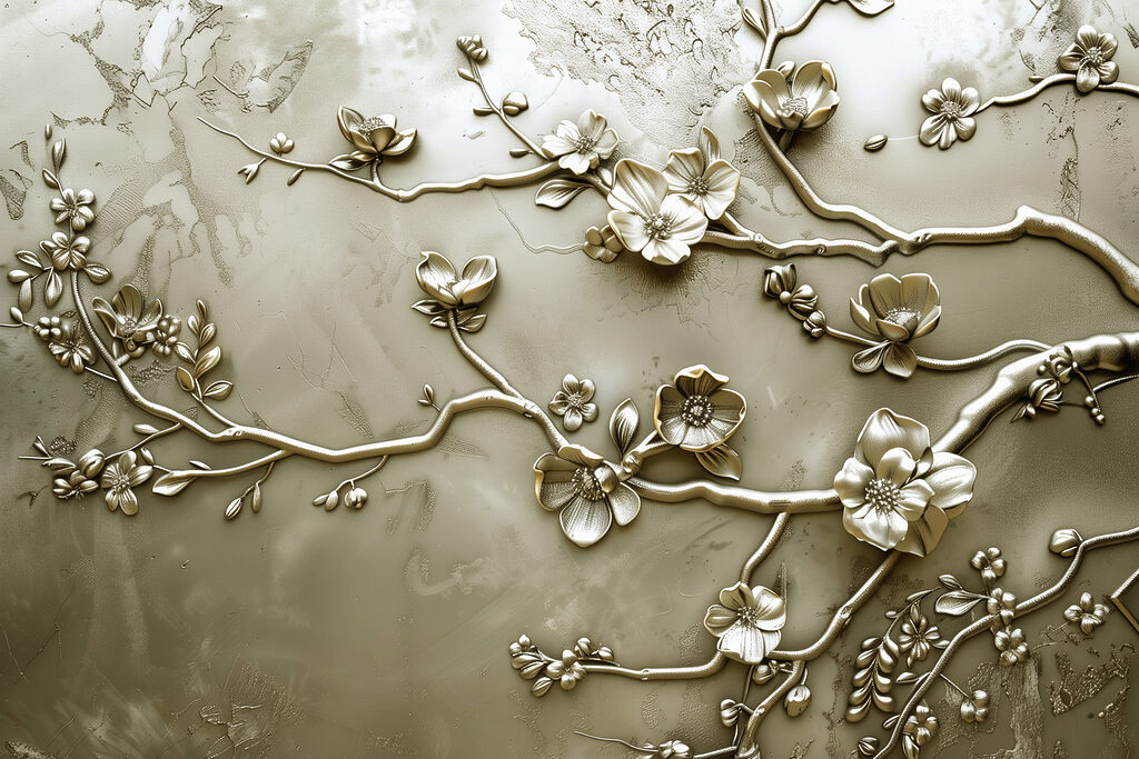 Mur avec fleurs et branches Mur avec fleurs et branches