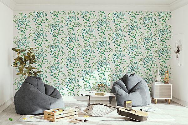 Motif de branches vertes et bleues Motif de branches vertes et bleues