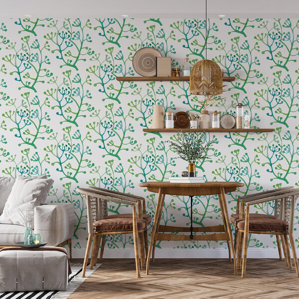 Motif de branches vertes et bleues Motif de branches vertes et bleues