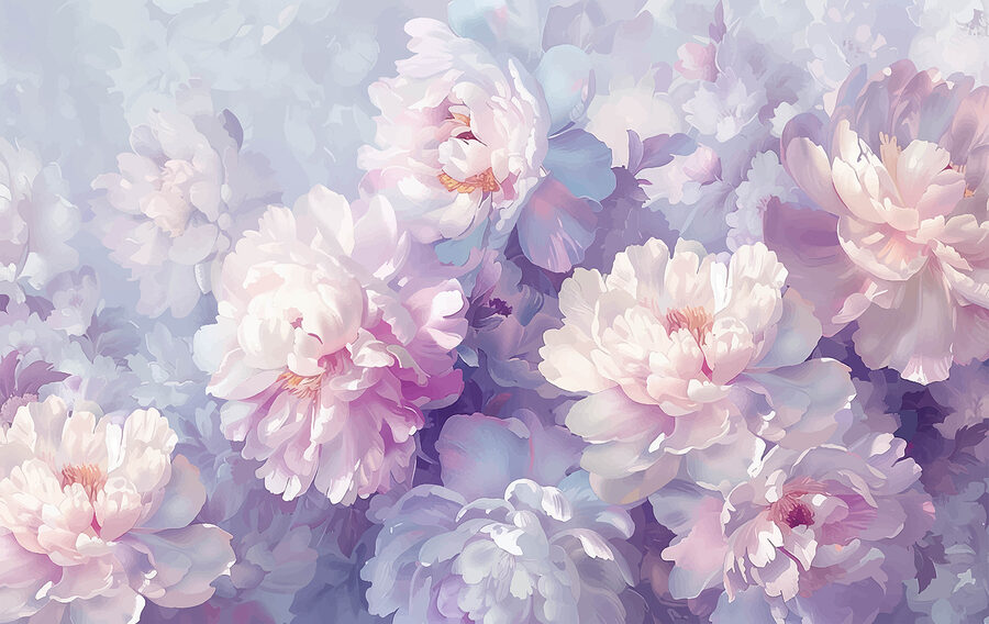 Papier peint Groupe de fleurs sur fond blanc – Image 4