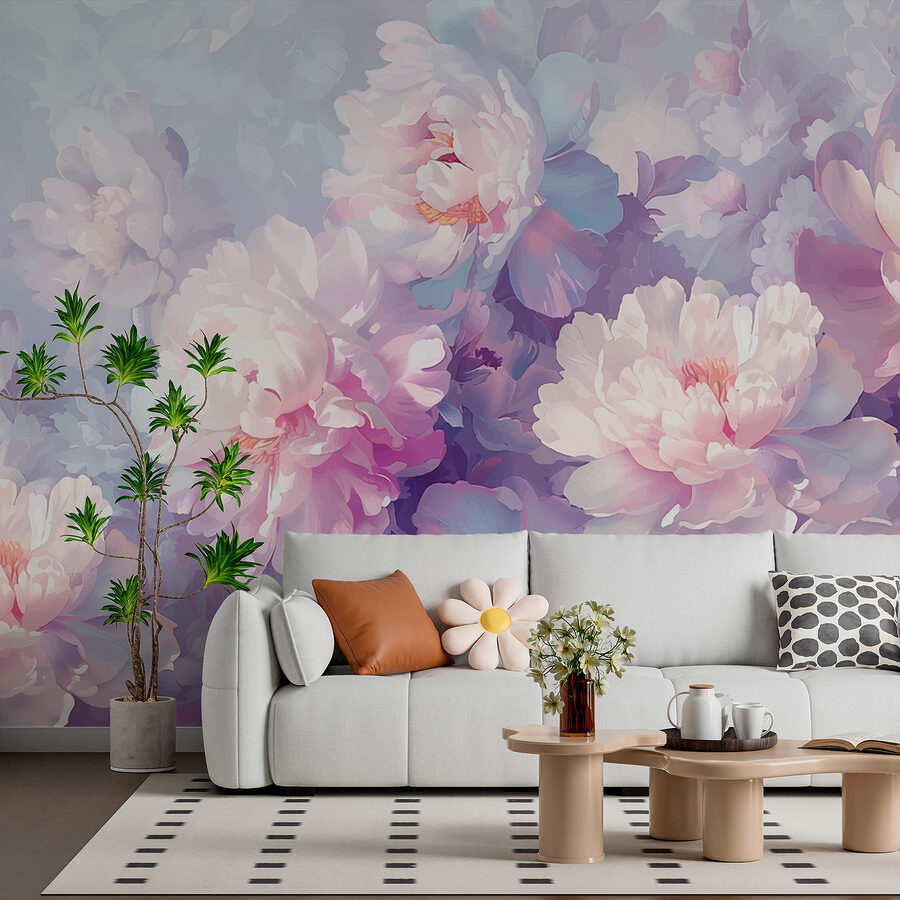 Papier peint Groupe de fleurs sur fond blanc – Image 2