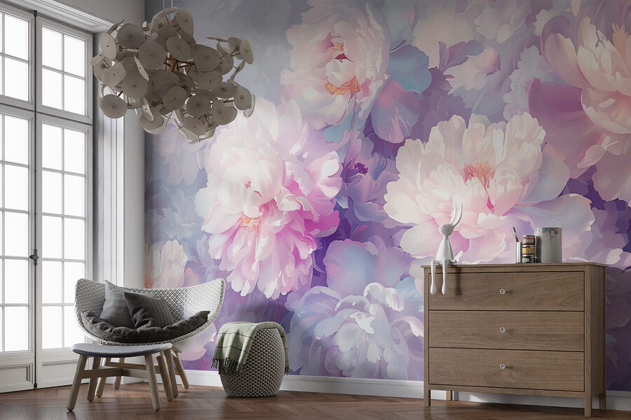 Papier peint Groupe de fleurs sur fond blanc – Image 3