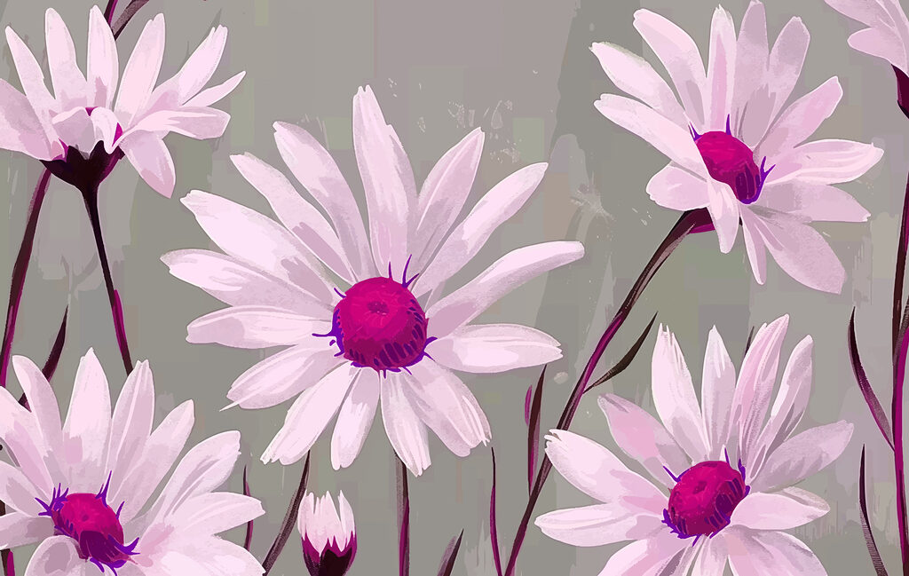 Groupe de fleurs blanches avec centre violet Groupe de fleurs blanches avec centre violet