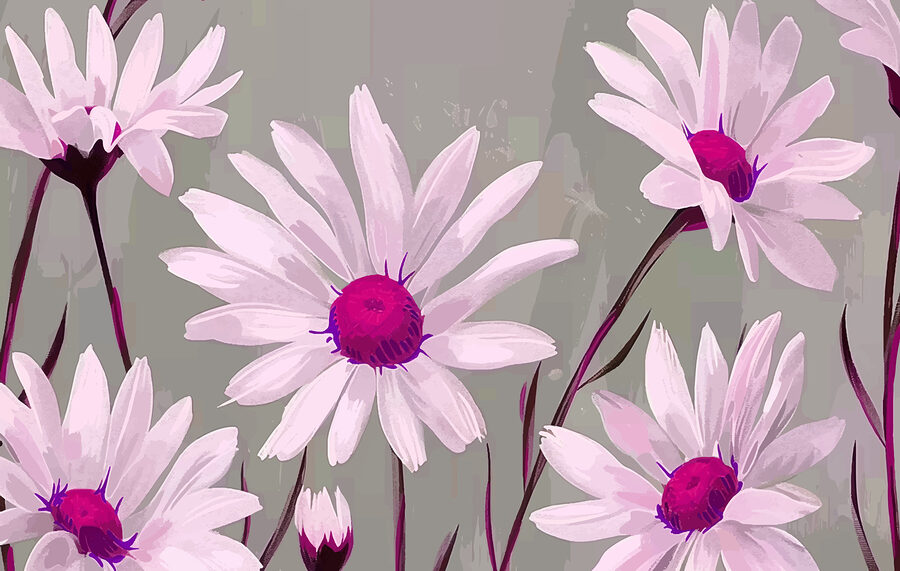 Groupe de fleurs blanches avec centre violet