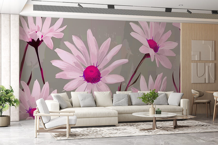 Groupe de fleurs blanches avec centre violet