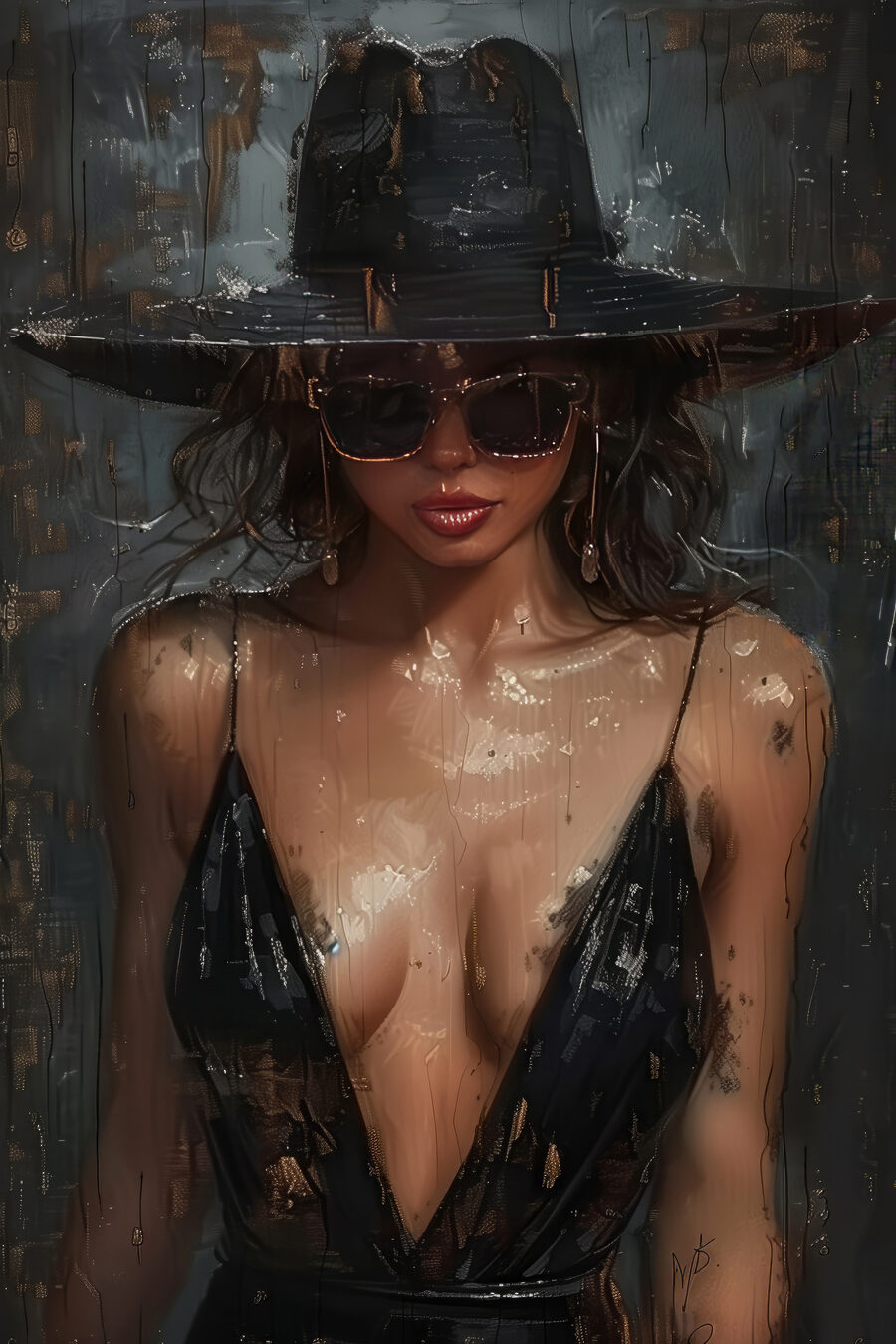 Femme portant un chapeau et des lunettes de soleil