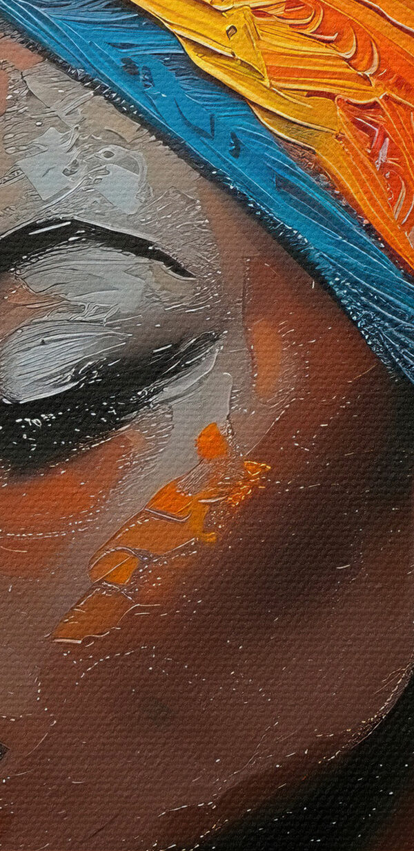 Peinture d'une femme avec un couvre-chef coloré Peinture d'une femme avec un couvre-chef coloré