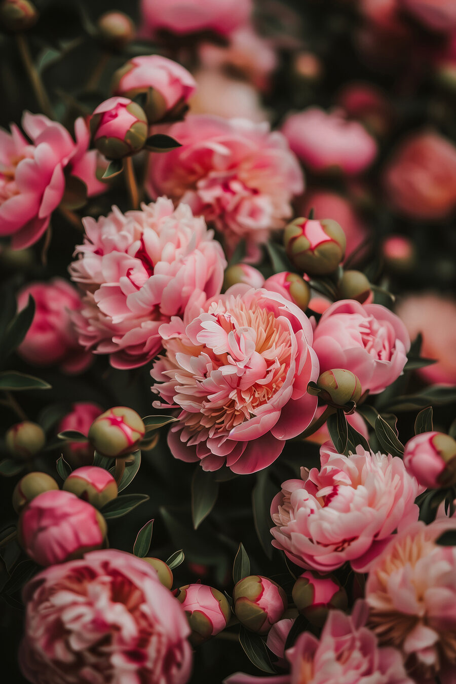 Groupe de fleurs roses