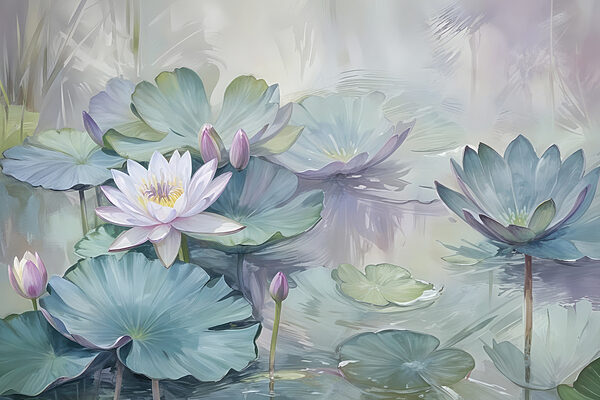 Peinture d'une fleur et de feuilles Peinture d'une fleur et de feuilles