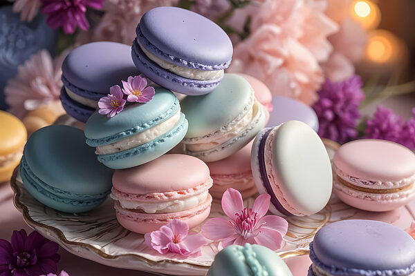 Assiette de macarons colorés Assiette de macarons colorés