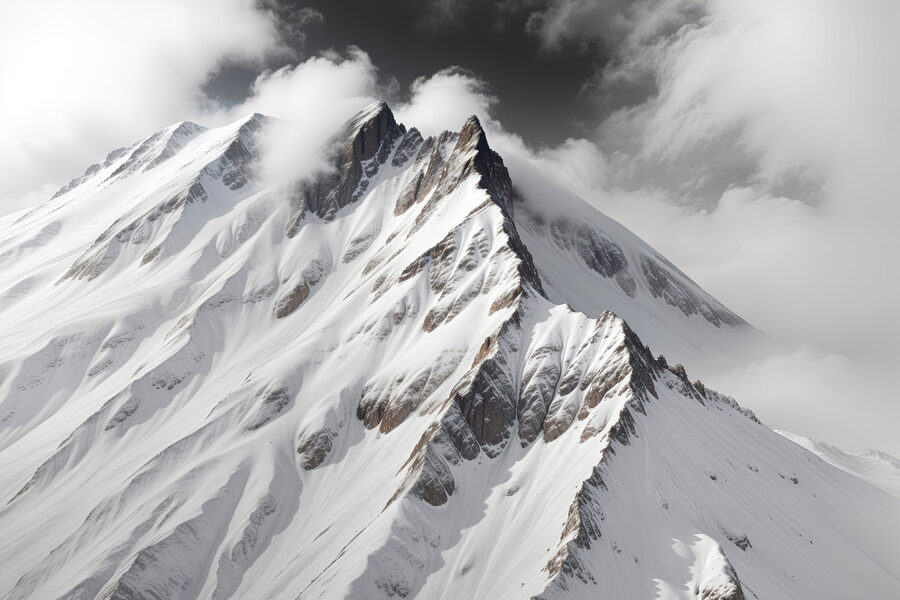 Montagne avec neige et nuages Montagne avec neige et nuages