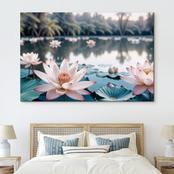 Fleurs roses et blanches sur un lac Fleurs roses et blanches sur un lac