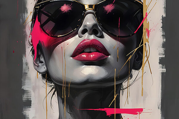 Femme avec lunettes de soleil et rouge à lèvres rouge Femme avec lunettes de soleil et rouge à lèvres rouge
