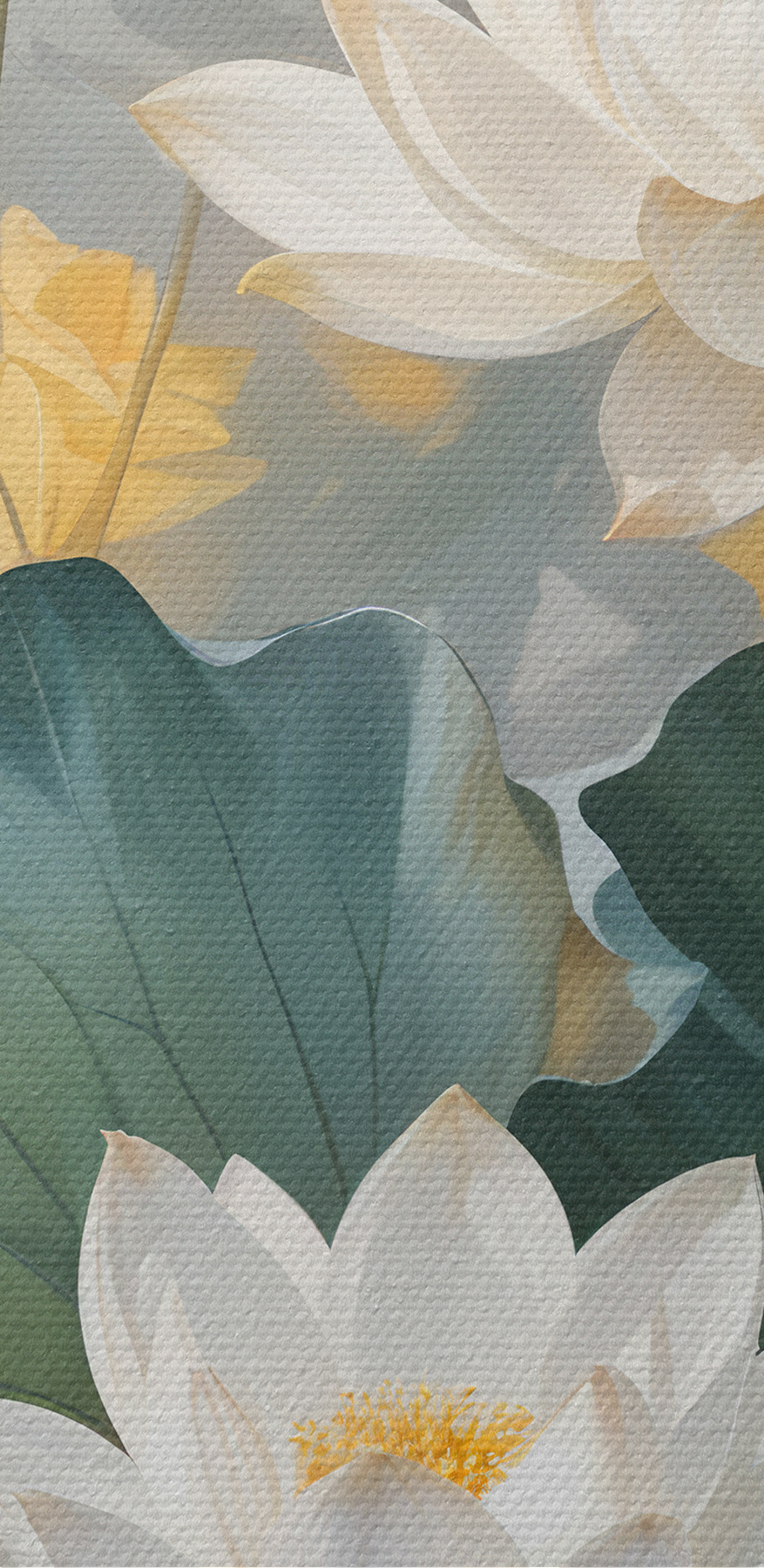 Peinture de fleurs blanches et de feuilles vertes