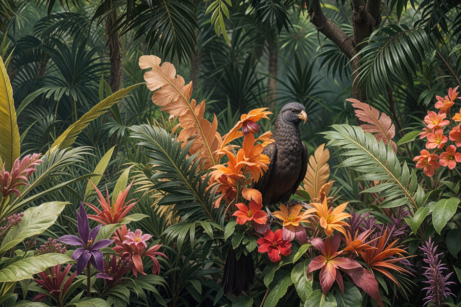 Oiseau assis sur une fleur