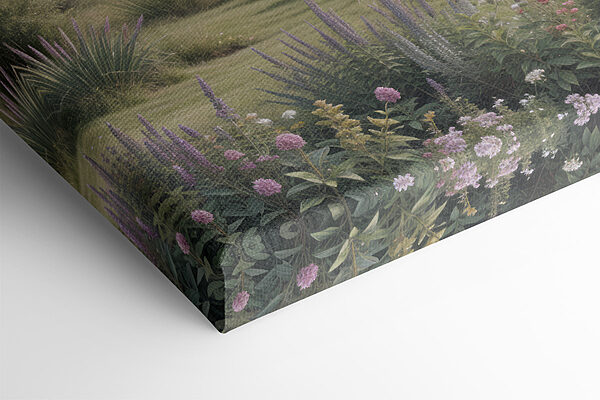 Lac avec des arbres, de l'herbe et des fleurs Lac avec des arbres, de l'herbe et des fleurs