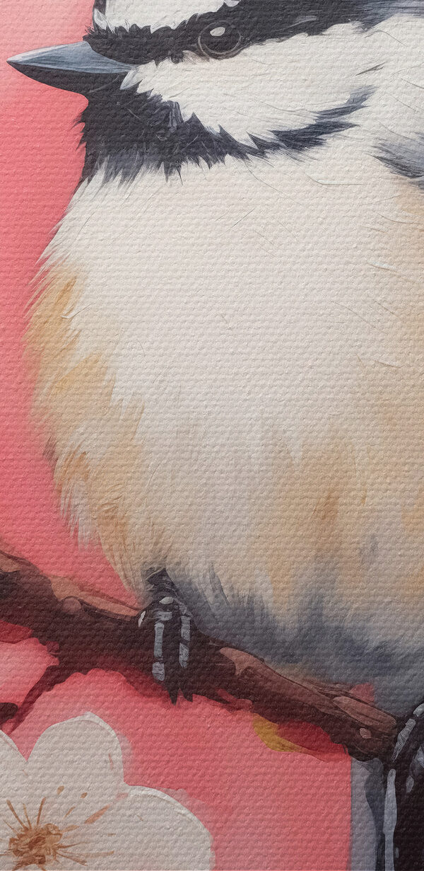 Oiseau sur une branche avec des fleurs blanches Oiseau sur une branche avec des fleurs blanches