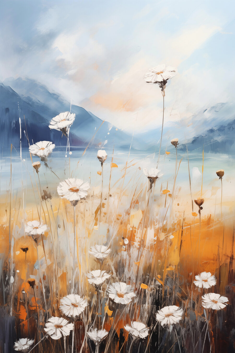 Peinture de fleurs dans un champ Peinture de fleurs dans un champ