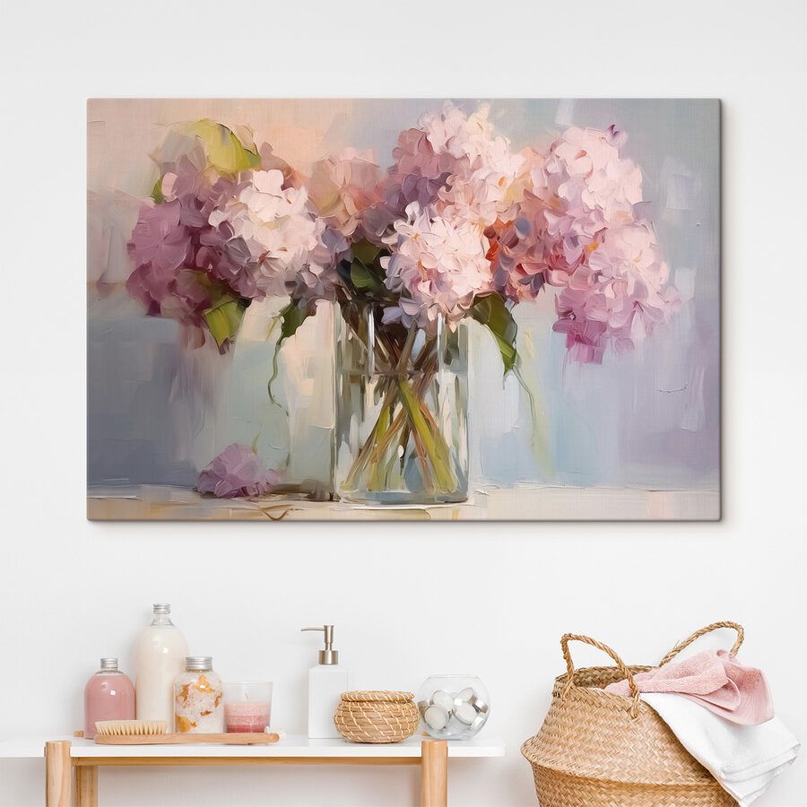 Peinture de fleurs dans un vase en verre