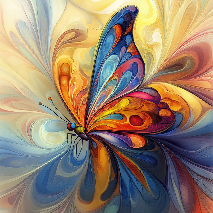 Papillon coloré au motif tourbillonnant