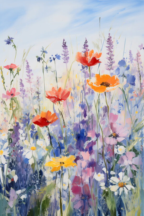Peinture de fleurs dans un champ Peinture de fleurs dans un champ