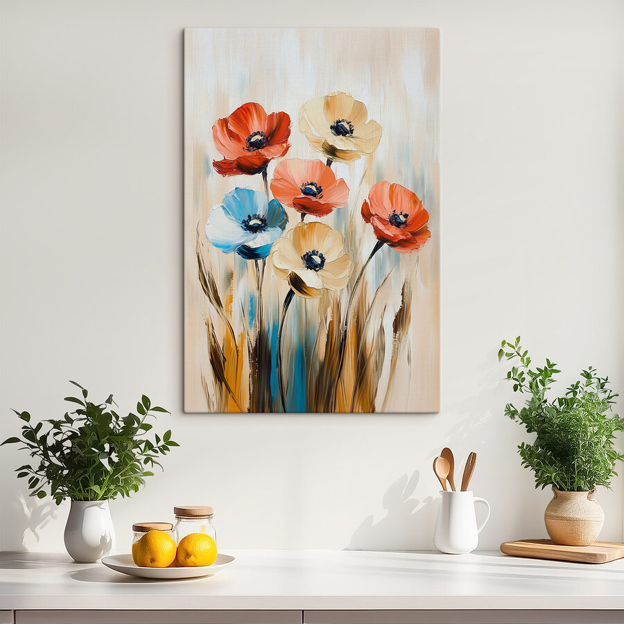 Peinture de fleurs sur toile