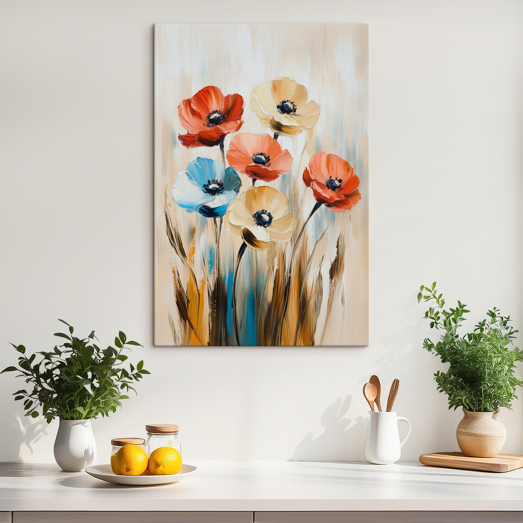 Painting of flowers on a canvas Painting of flowers on a canvas