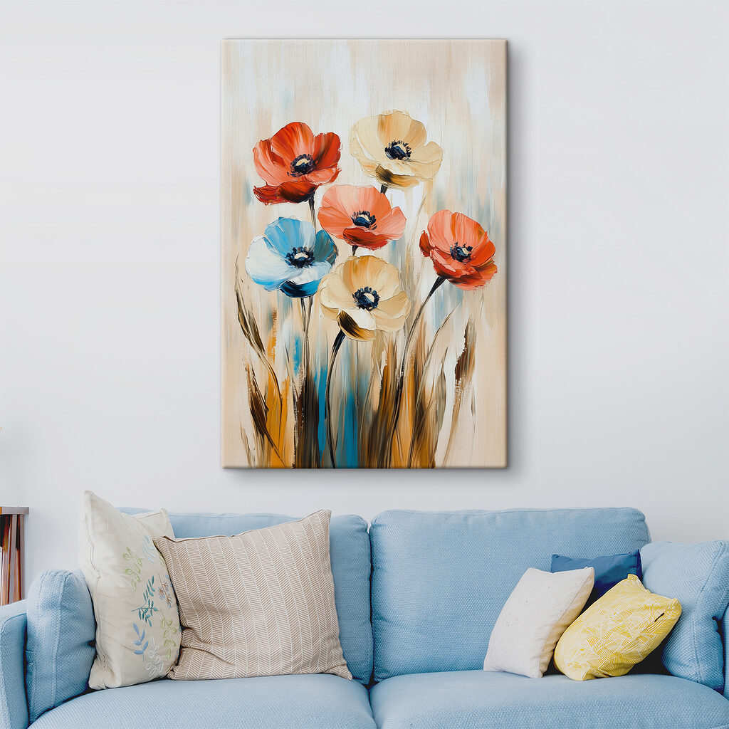 Painting of flowers on a canvas Painting of flowers on a canvas