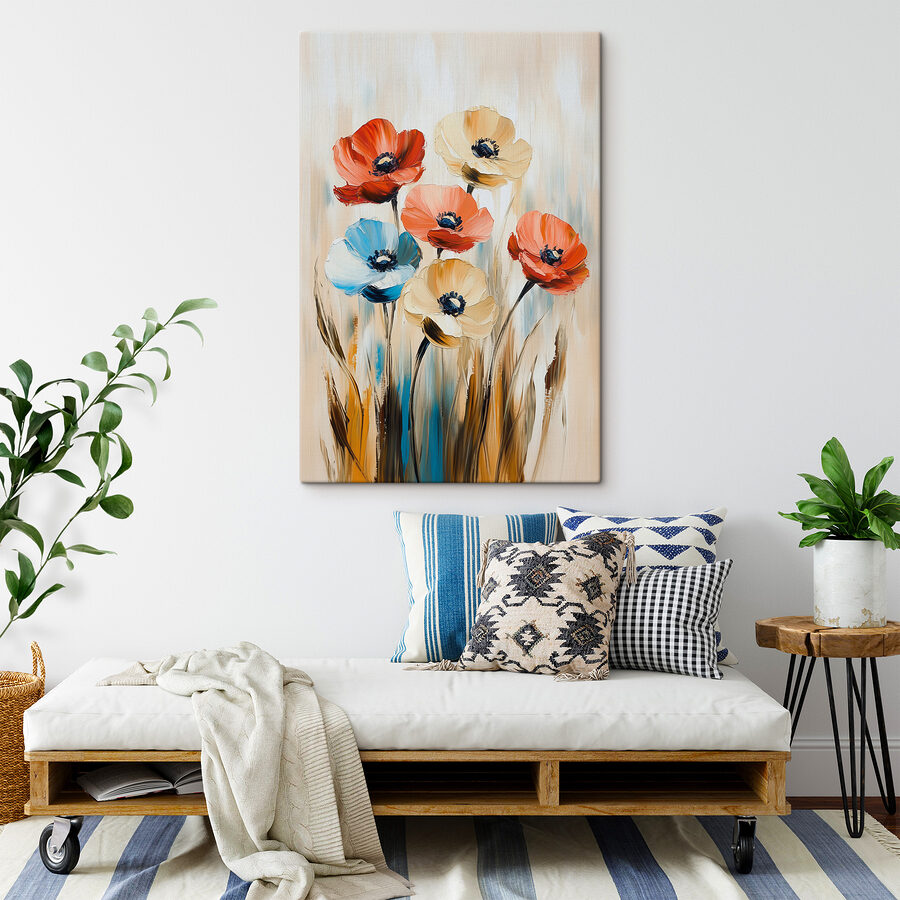 Peinture de fleurs sur toile