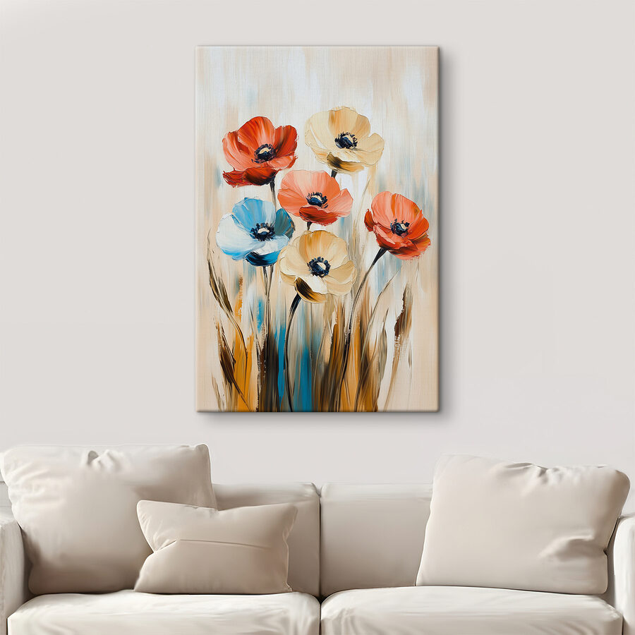 Peinture de fleurs sur toile