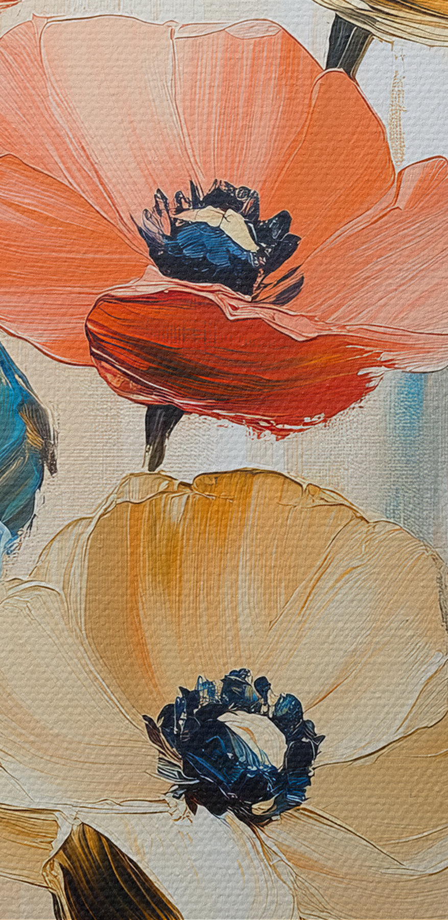 Peinture de fleurs sur toile