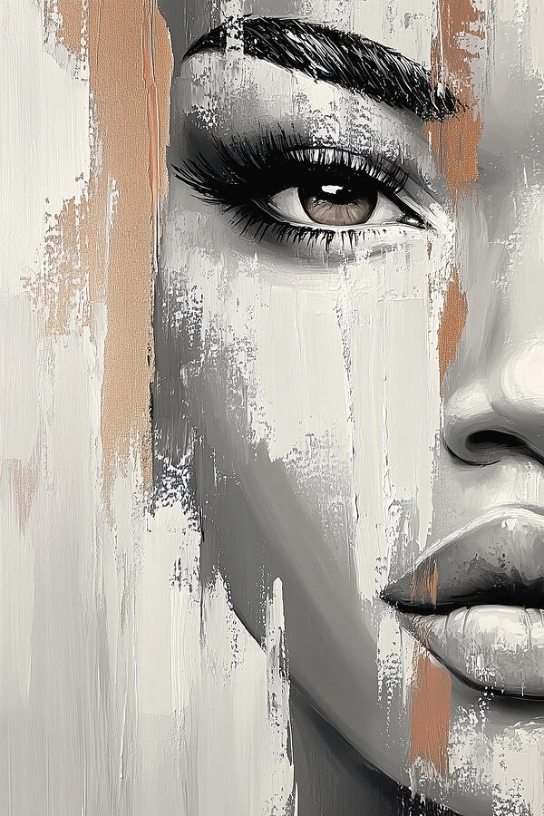 Visage de femme avec une tache de peinture Visage de femme avec une tache de peinture