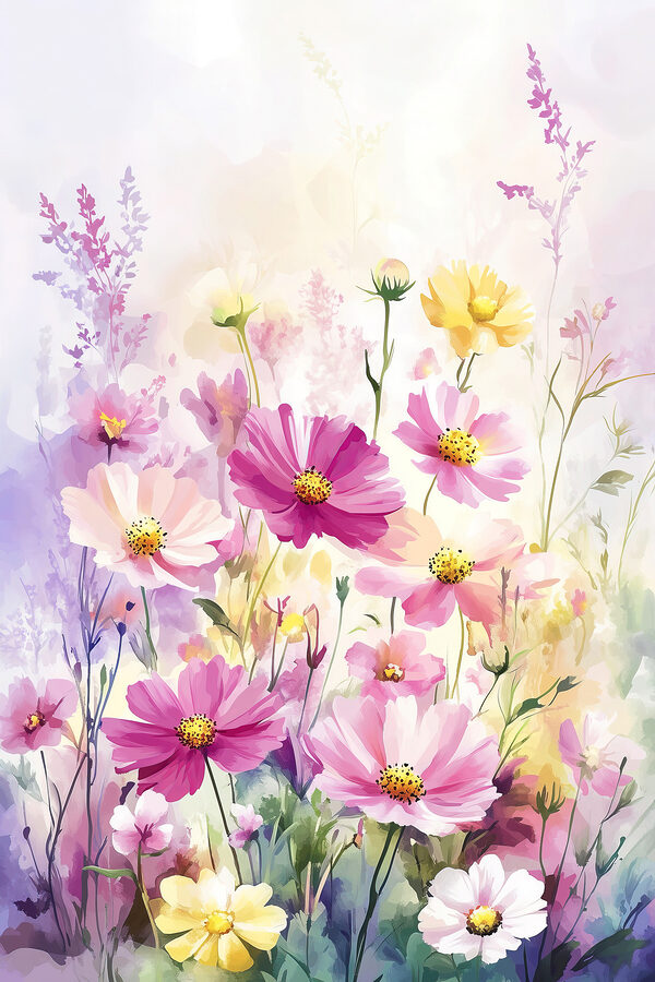 Peinture de fleurs dans un champ Peinture de fleurs dans un champ