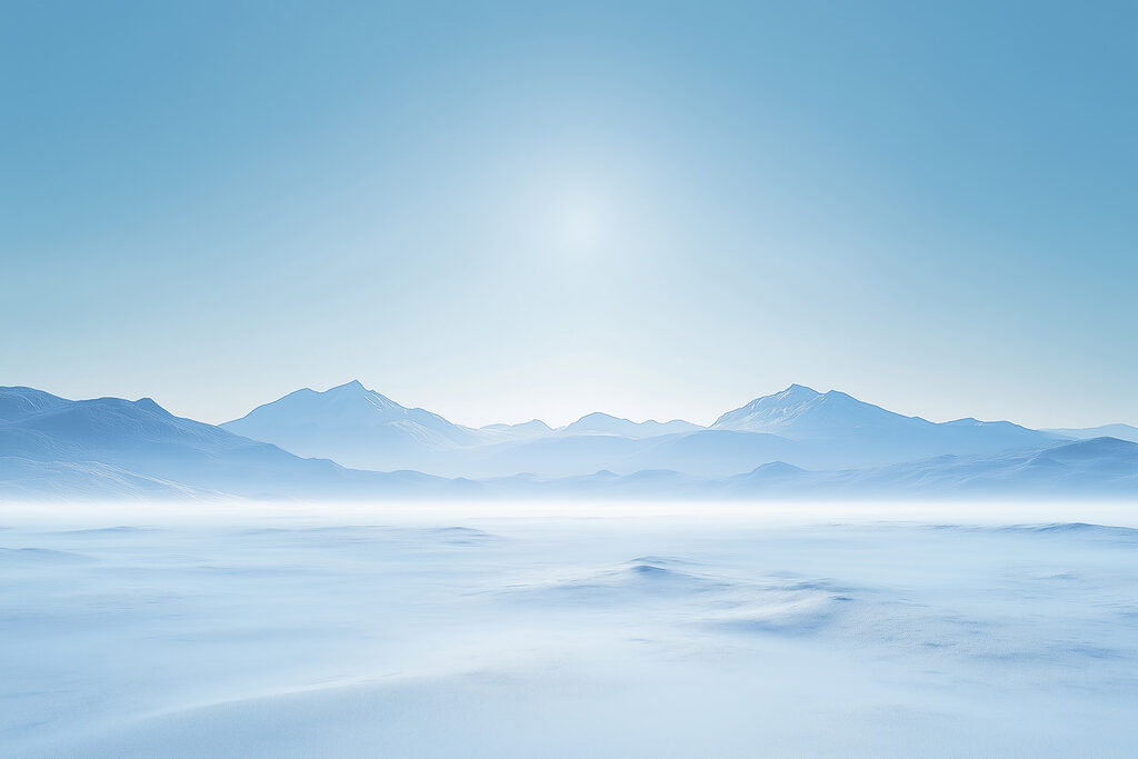 Paysage enneigé avec des montagnes au loin Paysage enneigé avec des montagnes au loin